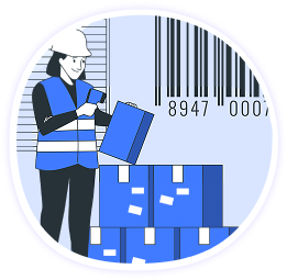 Warehouse worker scanning packages with barcode