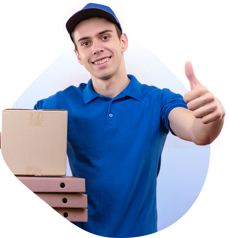 Delivery person with packages giving thumbs up