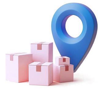 Tracking pin with packages illustration